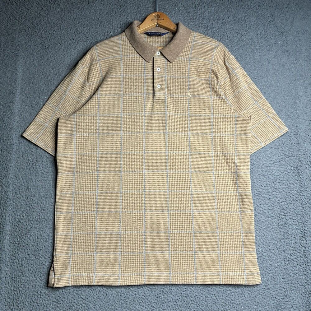 Polo Golf Ralph Lauren Mens Large Brown Houndstooth Shirt Vintage 90s